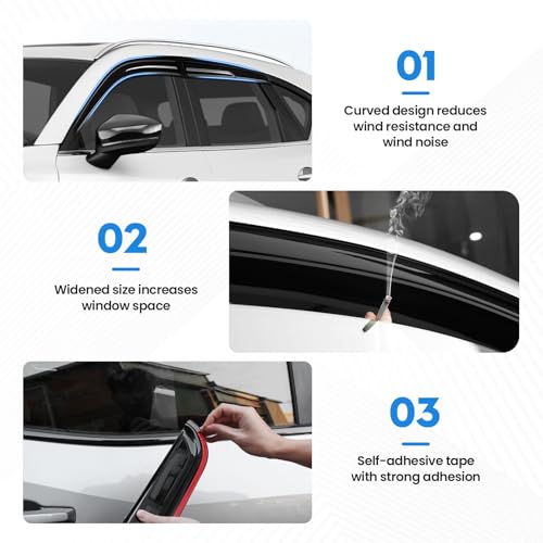 Image of CX-5 Rain Guards - Window Visors for Mazda CX5 2017-2025 2026, Out-Channel Side Window Rain Guards for CX5, 4PCS, Black, Car Accessories