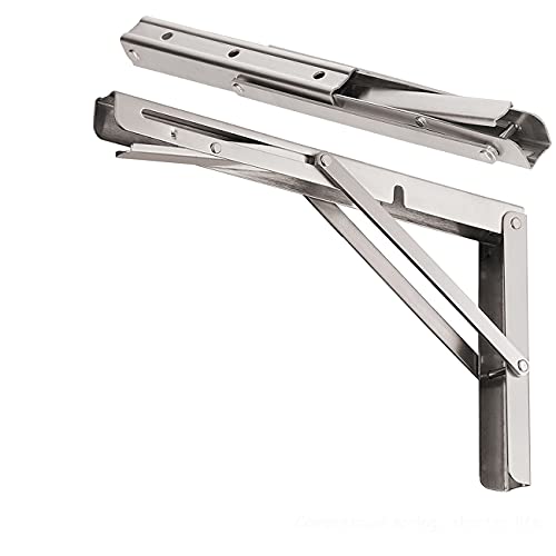 CLT Cleting 8' Folding Shelf Brackets Max. Load 220 lb, Heavy Duty DIY Wall Mounted Shelf Bracket Space Saving for Table Work Bench, Pack of 2