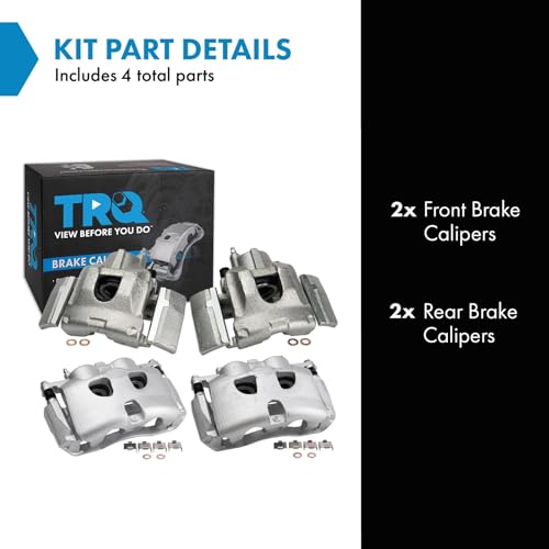 Image of TRQ Front and Rear Brake Caliper Set Zinc Coated Brackets Compatible with 2010-2017 Ford Expedition 2009-2017 Lincoln Navigator