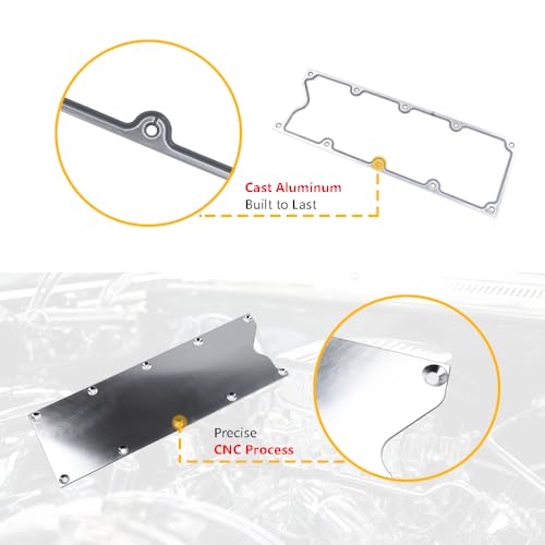 Image of LS Gen 3 Valley Pan Cover Plate Low Profile w /Gasket, Seal | Compatible with GM LS Gen III Engine LSX LS1 LM7 LR4 LQ4 LS6 L59 LQ9 LM4 L33, Chevy GMC Sierra | OE# 551629 12558178 MS19328 (Silver)