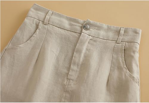 Womens Cotton Linen Skirt High Waisted Midi Skirt A Line Skirt with Pockets3