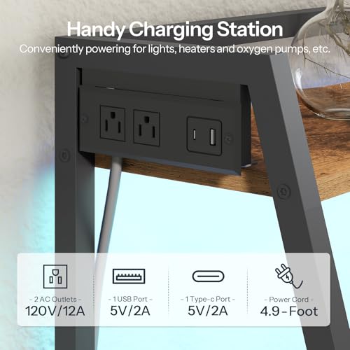 HOOBRO 20-29 Gallon Fish Tank Stand with Power Outlets and LED Light, Heavy Duty Aquarium Stand, Metal Frame Reptile Turtle Tank Stand, 33.1'' L x 15.7'' W, 300 LBS Capacity, Rustic Brown BF41UDFT01 - Image 5