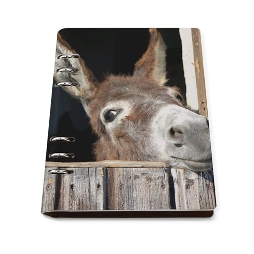 Carnet de notes A5 étanche rechargeable à 6 anneaux amovibles couverture plate Funny Donkey