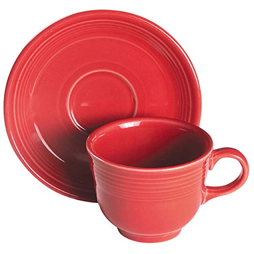 Homer Laughlin Fiesta Scarlet Flat Cup & Saucer Set