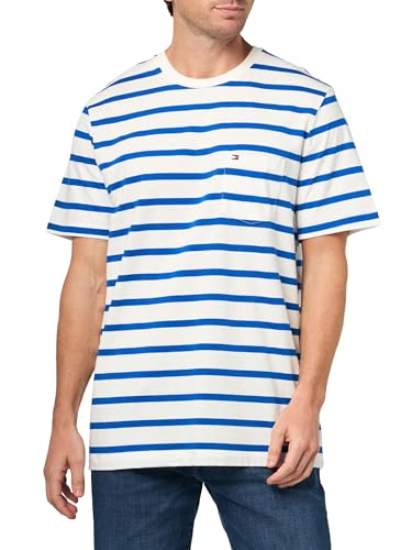 Tommy Hilfiger Men's Essential Regular Fit Pocket Tee,Ecru/Regal Blue Stripe X-Large - image 3