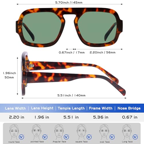 KesaPlan Trendy Square Aviator Sunglasses for Women, Vintage Flat Top Designer Shades Stylish Frame Sun Glasses4