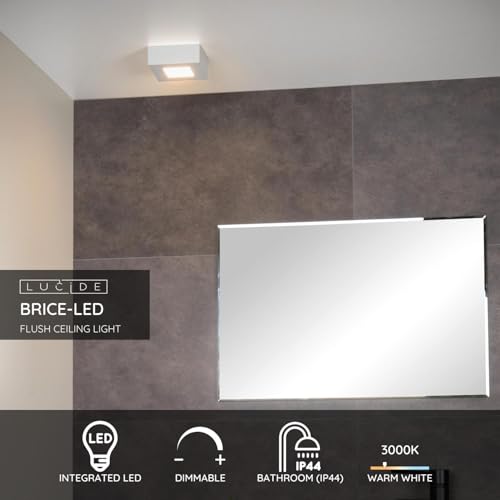 LUCIDE Brice-LED - Flush Ceiling Light Bathroom - LED Dim. - 1x8W 3000K - IP44 - White - Image 3