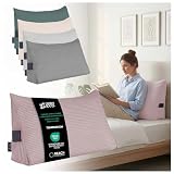 DreamRoots Cojín Respaldo para Sofá y Cama - Almohada de Lectura Triangular, Bolsillo Lateral - Cojines Grandes Rosa Claro