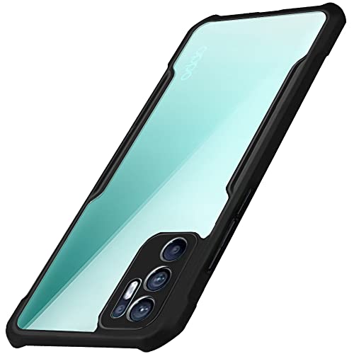 Image of WOW IMAGINE Shock Proof Clear Protective Back Case for Oppo Reno 6 5G - AirEDGE Technology | 360 Degree Camera Protection | Transparent Hybrid Back Case Mobile Cover - Black