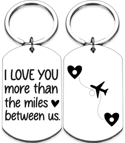 Long Distance Relationship Keychain, Perfect Long Distance Gifts Ideas for Her or Him, Thoughtful Relationship Gifts for Girlfriend, Boyfriend, Women, Men, Ideal for Birthday, Christmas, Gift-Ready