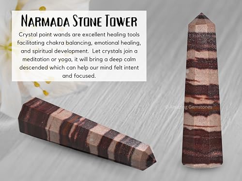 Image of Amazing Gemstone Narmada Shiva Lingam Crystal Towers - Natural Healing Crystal Point Obelisk for Reiki Healing and Crystal Grid (2 inch to 3 inch INCH)