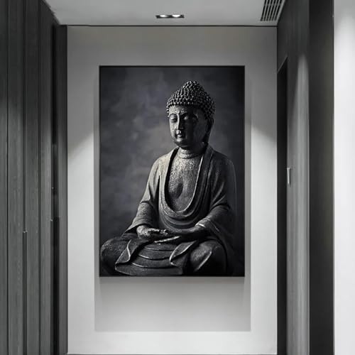 Affiche Bouddha noir et blanc 50x70 cm pour décoration salon - 3