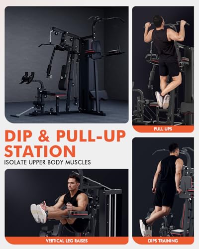 Image of Mikolo Home Gym, Workout Station with 152LBS Weight Stack, Multifunctional Home Gym Equipment, Exercise Equipment for Full Body Strength Training