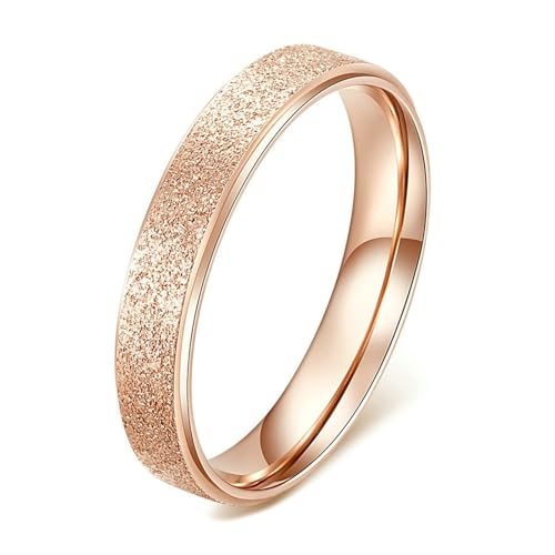 Promise Ring for Her, Engraved Rings for Women 2mm 4mm 6mm Wide Matte Rose Gold, Size 5 to 14