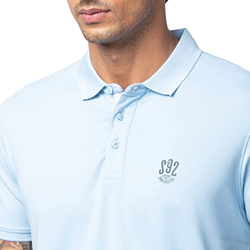 Image of Spykar Polo Collar Half Sleeves Cotton Blend Slim Fit T-Shirt for Men