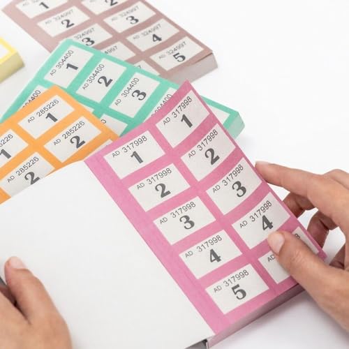 Raffle Ticket Books 1-1000, Cloakroom Tickets, Assorted Color Raffle Tickets