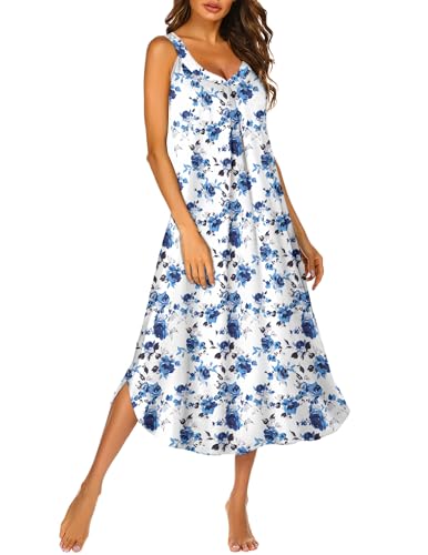 Image of Ekouaer Womens Sleeveless Nightgown Full Slip Nightshirt Long Nightwear Full Length Loungewear Tank Nightdress S-2XL