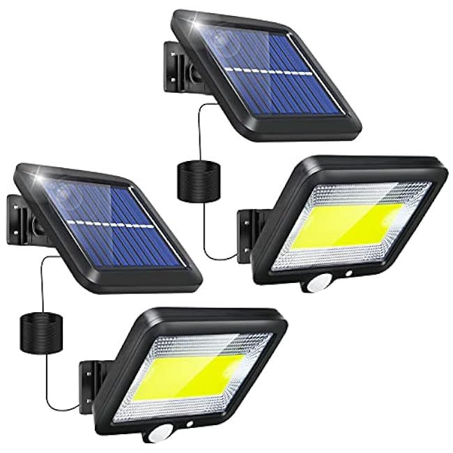 Solar Flood Lights Outdoor 2 Pack LED Motion Sensor Solar Powered Waterproof with 3 Lighting Modes 16.4Ft Cable for Garden Patio Path Yard Garage Indoor