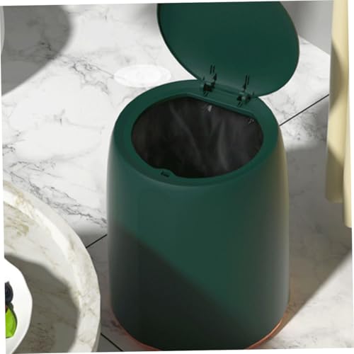 Caneca de basura pequeña verde para cocina y oficina miniatura 6