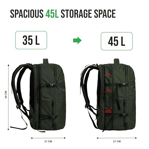 Image of TRAWOC 45L Laptop Backpack TPB01 | Unisex Office & Travel Bag with Anti-Theft Lock, Expandable Storage, USB Charging, Suitcase-Style Opening & 3-Year Warranty