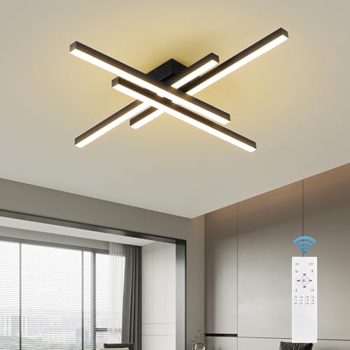 JAYMP Modern Ceiling Light with Remote, 43.3" Black Sputnik Ceiling