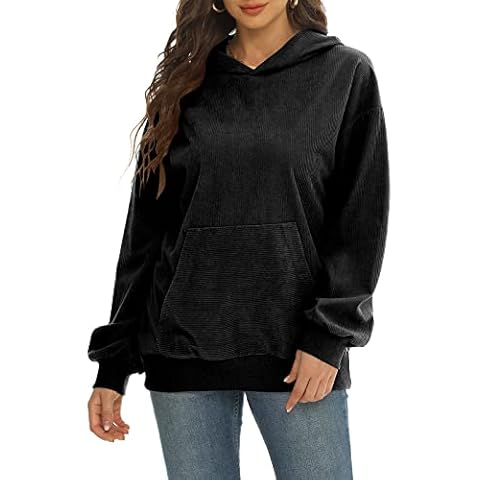 Sweatshirt Women Jumpers Size 16 Long Sleeve Pullover Hoodie Tops… Black Cover