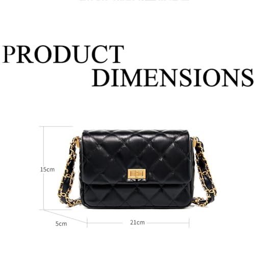 Vintage Quilted Fold Over Crossbody Bag Chain Strap Fashion Buckle Shoulder Purse Belt Bag for Women3