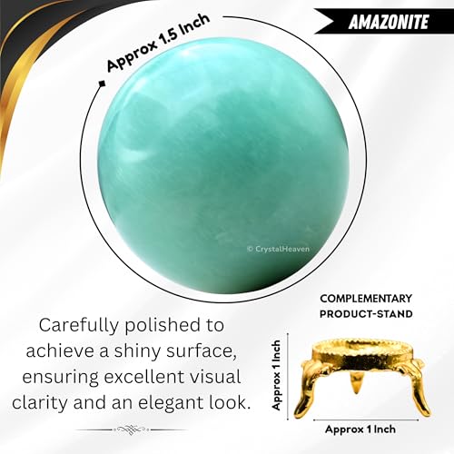 Image of Certified Amazonite Crystal Ball for Meditation - Premium Crystal Vastu Items for Home and Feng Shui Items for Good Luck - Ideal for Pooja Supplies and Spiritual Practices (1.5 inch Inch)