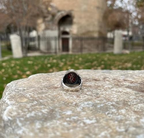 Original Yemeni Aqeeq Agate Stone Men Ring, Handmade Men Ring, 925 Sterling Silver Ring, Men's Ring3