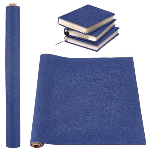 OLYCRAFT 100x43cm Tela para Encuadernación de Libros Azul Prusia Tela Autoadhesiva para Encuadernación de Libros DIY Protectora para Encuadernación de Libros Scrapbooking Album DIY Manualidades