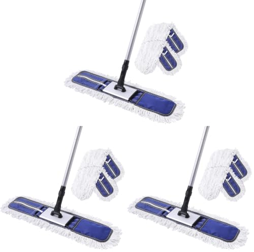 Image of CLEANHOME 24 inch Commercial Dust Mop for Floor Cleaning Heavy Duty (Pack of 3)