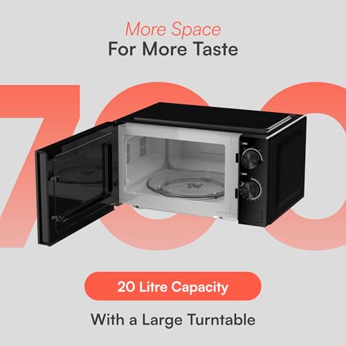 Cookology 20L Freestanding Microwave - 700W Power - 24.5cm Turntable - 5 Power Modes & Easy‑to‑Use Dial Timer - Quick Defrost Setting - Black - Image 6