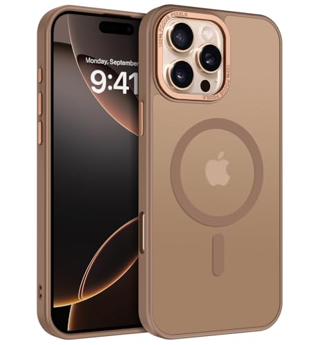 Image of YINLAI for iPhone 16 Pro Max Case 6.9-inch,Magnetic Compatible with MagSafe, Slim Matte Anti-Fingerprint, Shockproof Full Body Military Grade Protection for iPhone 16 Pro Max Cover, Brown