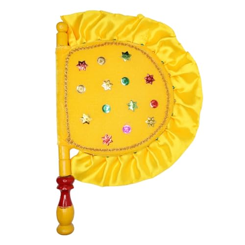 Image of Handmade and Decorative Orange Hand Fan with Wooden Handle for Cool Air, Home Dcor and Travel Use Vinjano /Pankhi - Return Gift,[Mother's Day Gift]