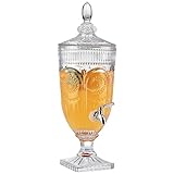 MOLIGOU 0.8 Gallon Glass Beverage Dispenser, Drink Serving Dispenser with Stainless Steel Spigot, Elegant Drink Dispenser for Parties