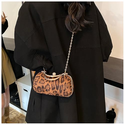 Bolso de mano vintage pequeño estampado leopardo marrón miniatura 3