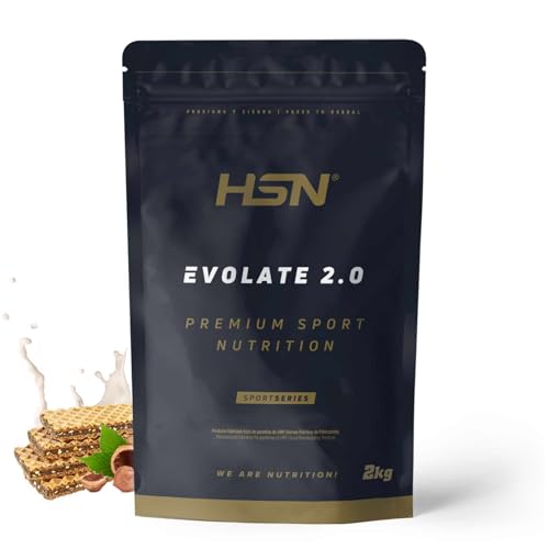 HSN Aislado de Proteína de Suero Evolate 2.0 | Barquillo Crema Avellana 2Kg = 67 Batidos | Whey Protein Isolate | WPI 90% CFM | Grass-Fed | Enzimas DigeZyme® | No-GMO, Vegetariano, Sin Gluten ni Soja
