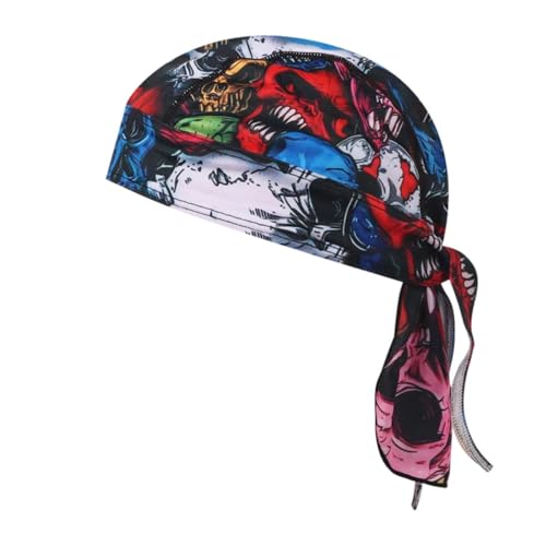 AMateschitz Unisex Bandana Cap Sport Skelettes Kopftuch Pirata Protección UV Schnelltrocknend Stirnband Sport Kopfbedeckung Skull Cap Radsport Fahrrad Kopfbedeckung für Damen Herren, Negro n.º 2