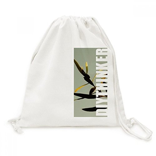 Toile drawstring backpack feuille végétale voyage avec motif imprimé