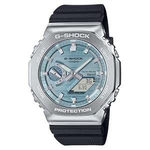 G-Shock Casio G-Steel Reloj con correa de resina negra con esfera azul conectada solar – GBM2100A-1A2, Azul, Moderno