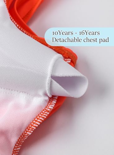 Image of One Piece Swimsuit for Girls 6-16 Years with Removable Chest Pad Quick Dry & Stretchy for Swim Team Beach