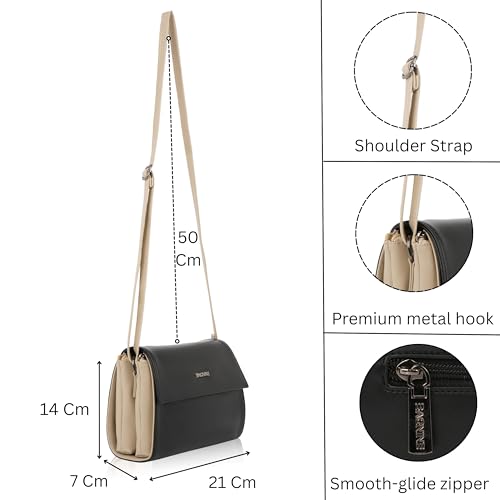 Image of Stylish Sling Bag for Women | Compact Flap Shoulder Crossbody Purse | Adjustable Strap | Smooth Zipper Closure | Fashion Handbag for Travel, Shopping, Casual Outings & Daily Carry