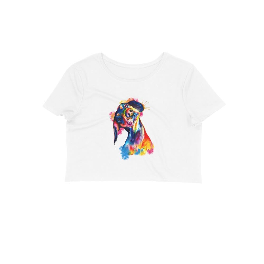 Crop Top (Women) - Tilted Head Rainbow Dog (12 Colours)-picture-32