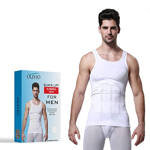 Image of Olivio Men's Slimming Body Shaper Vest Shirt Abs Abdomen Slim Stretchable Tummy Tucker Vest