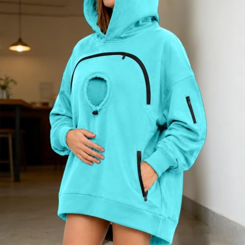 Iufabrpcs Hoodie With Cat Pouch Pet Dog Carrier Sweatshirt Snack Hoodies Mint Green XL - image 3