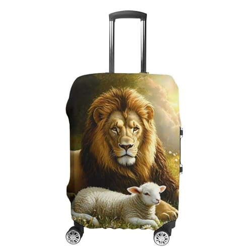Liones And Sheep Luggage Cover Suitcase Protector Travel Baggage Covers for Men Women L