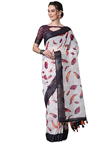 Image of AKHILAM Women's Multicolor Litchi Silk Ethnic Motif Print Saree With Unstitched Blouse Piece|sarees for women | litchi silk sarees