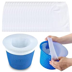 20 Stück Pool Skimmer Socken, Poolfilter Netz Wiederverwendbar, Feinfilterung Skimmersocke, Filtersocken Pool, Skimmer Filter Netz für Schwimmbad Korb, für Schlacken, Blätter, Abschaum, Insekten