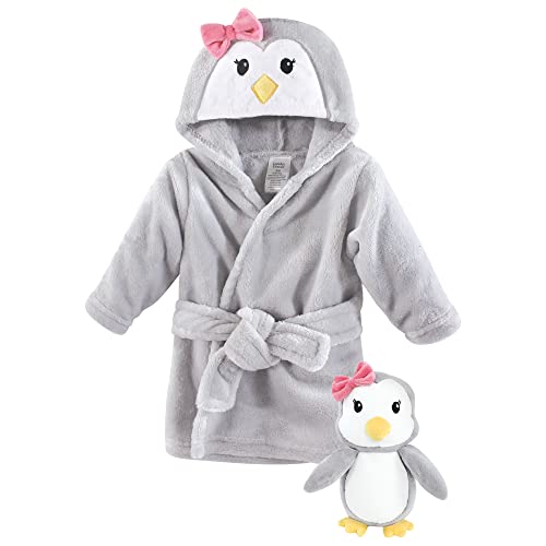 Image of Luvable Friends Unisex Baby Plush Bathrobe and Toy Set, Girl Penguin, 0-9 Months