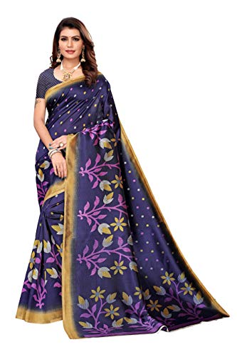 Riti Riwaz Art Silk with Blouse Piece Saree (S183415_Navy_Free Size)